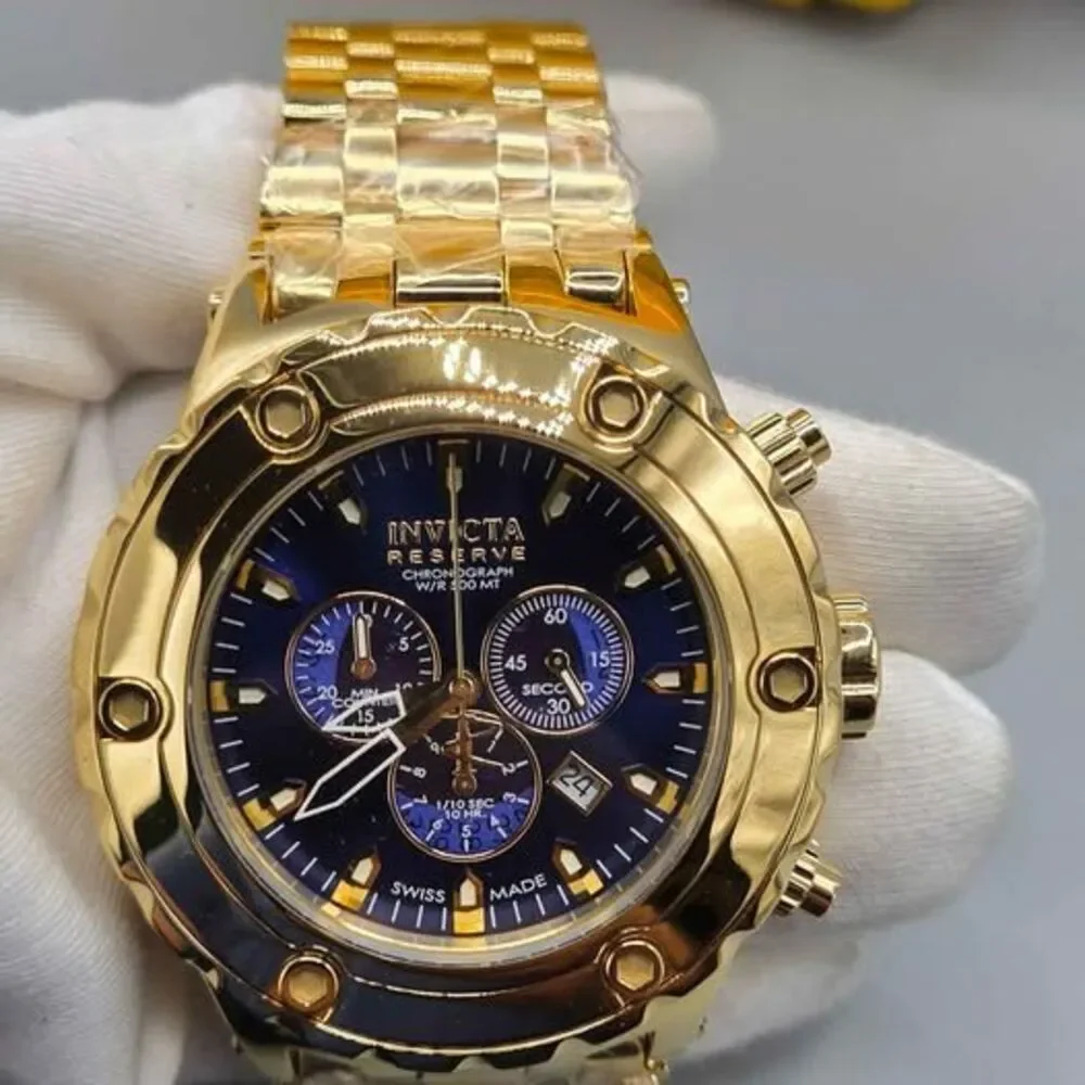 Invicta Subaqua Chronograph Blue Dial Gold-tone PVD Stainless Steel Men's Watch